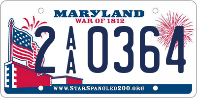 MD license plate 2AA0364