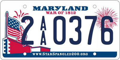 MD license plate 2AA0376