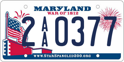 MD license plate 2AA0377