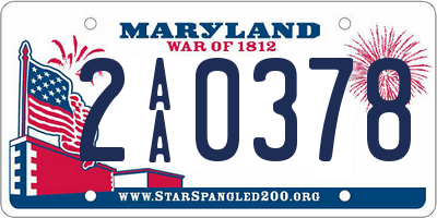 MD license plate 2AA0378