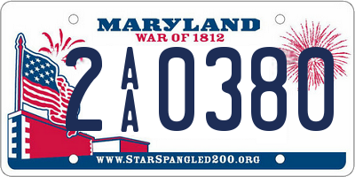 MD license plate 2AA0380