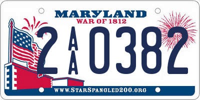 MD license plate 2AA0382