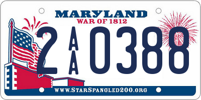 MD license plate 2AA0388