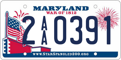 MD license plate 2AA0391