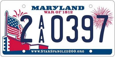 MD license plate 2AA0397