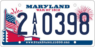 MD license plate 2AA0398
