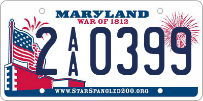 MD license plate 2AA0399