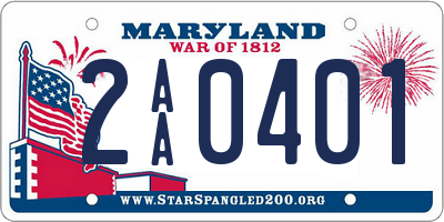 MD license plate 2AA0401
