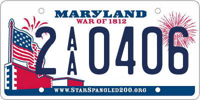 MD license plate 2AA0406