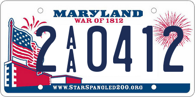 MD license plate 2AA0412