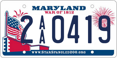 MD license plate 2AA0419