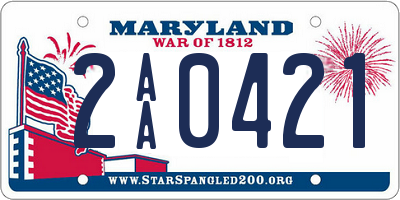 MD license plate 2AA0421