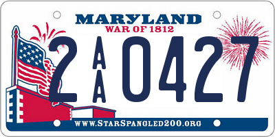 MD license plate 2AA0427