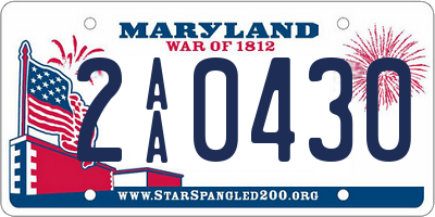 MD license plate 2AA0430