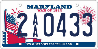 MD license plate 2AA0433