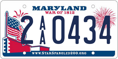 MD license plate 2AA0434