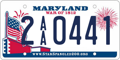 MD license plate 2AA0441