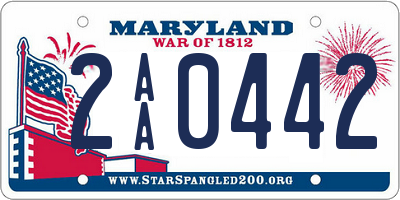 MD license plate 2AA0442