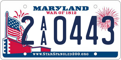 MD license plate 2AA0443