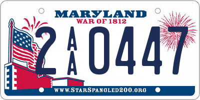 MD license plate 2AA0447