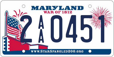 MD license plate 2AA0451