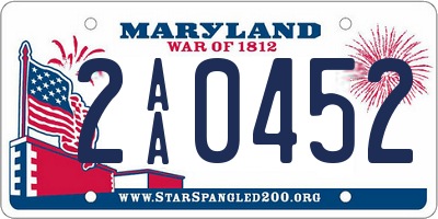 MD license plate 2AA0452