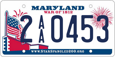 MD license plate 2AA0453