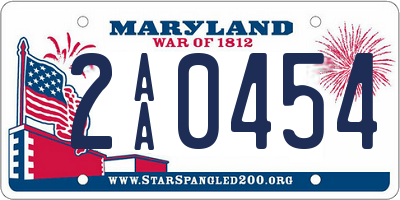 MD license plate 2AA0454