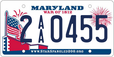 MD license plate 2AA0455