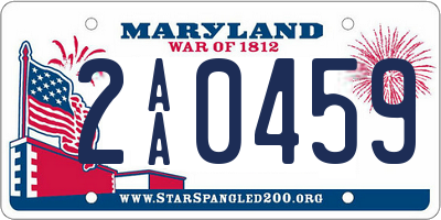 MD license plate 2AA0459