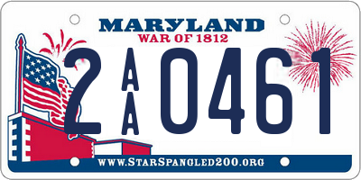 MD license plate 2AA0461