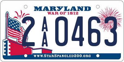 MD license plate 2AA0463