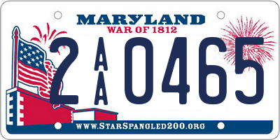 MD license plate 2AA0465