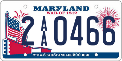 MD license plate 2AA0466