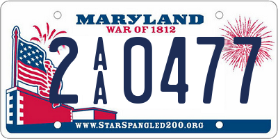 MD license plate 2AA0477