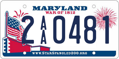 MD license plate 2AA0481