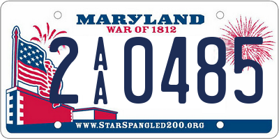 MD license plate 2AA0485