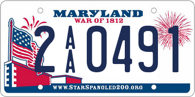 MD license plate 2AA0491