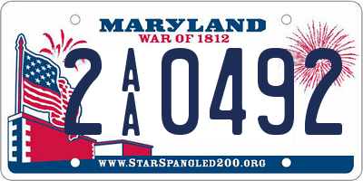 MD license plate 2AA0492