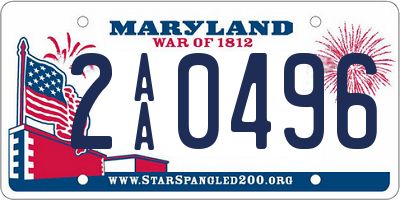 MD license plate 2AA0496