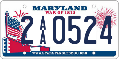 MD license plate 2AA0524