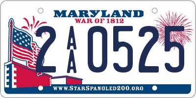 MD license plate 2AA0525