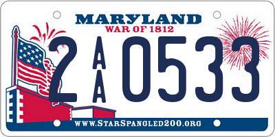 MD license plate 2AA0533