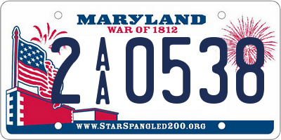 MD license plate 2AA0538