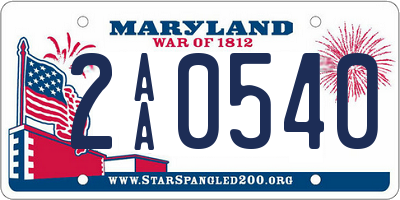 MD license plate 2AA0540