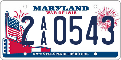 MD license plate 2AA0543