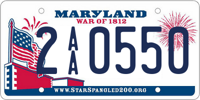 MD license plate 2AA0550