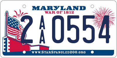 MD license plate 2AA0554