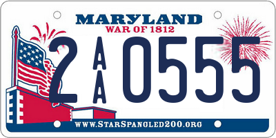 MD license plate 2AA0555