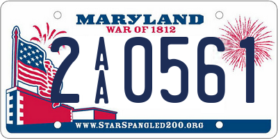 MD license plate 2AA0561